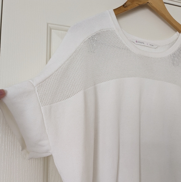 ATHLETA Kahala Short Sleeve Top Oversized Boxy Relaxed Fit High White Mesh Small - Picture 7 of 8